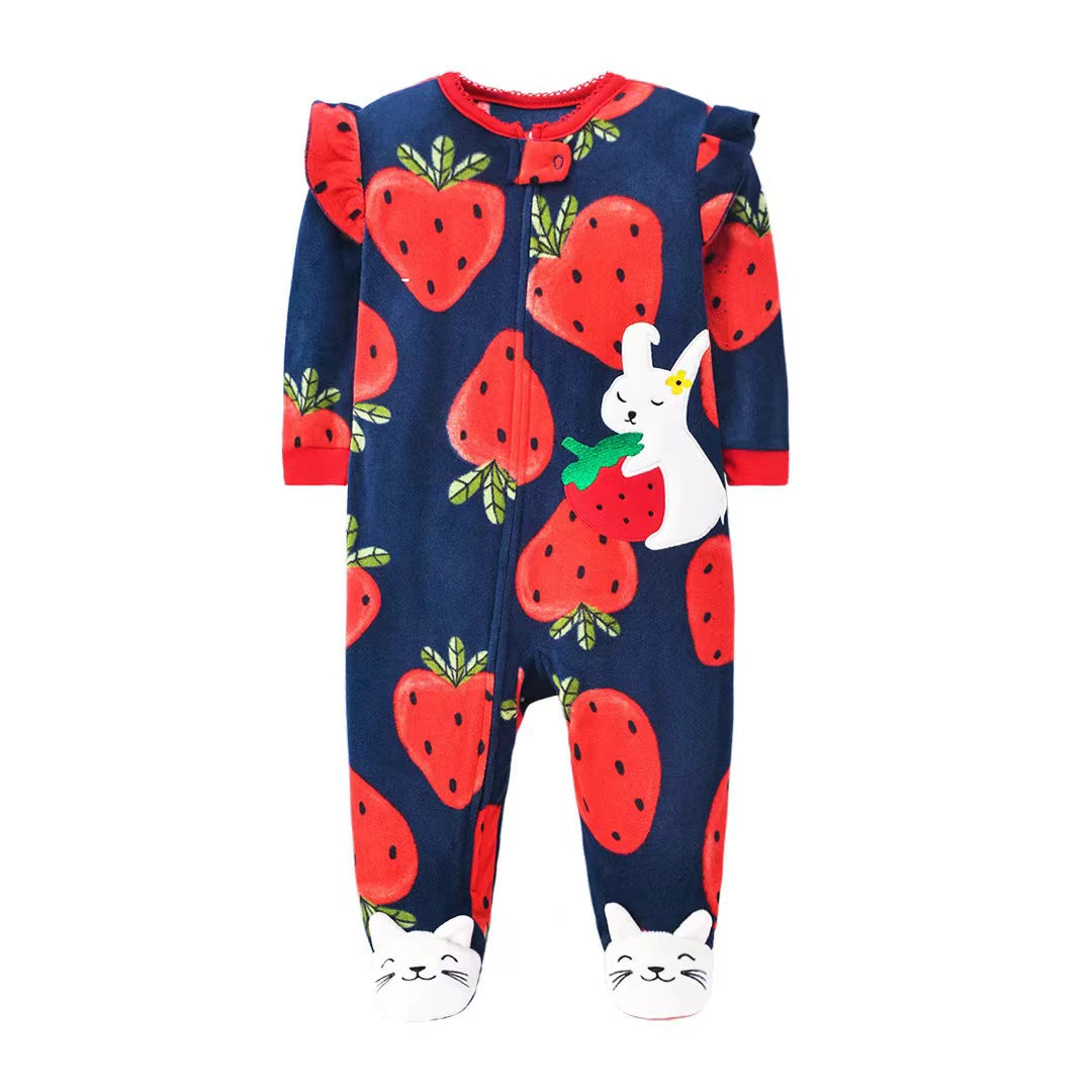 Winter Baby Boy Girl Rompers Clothes Zipper Fleece Autumn Warm Newborn Infants Pajamas Outfit Animal Jumpsuit Clothing 0 -12 M