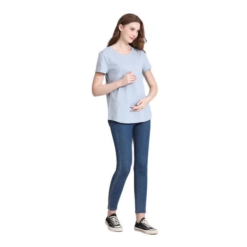 Emotion Moms Summer Invisible Zipper Pregnancy Maternity Top Lactation Clothing Breastfeeding For Pregnant Women Big Size