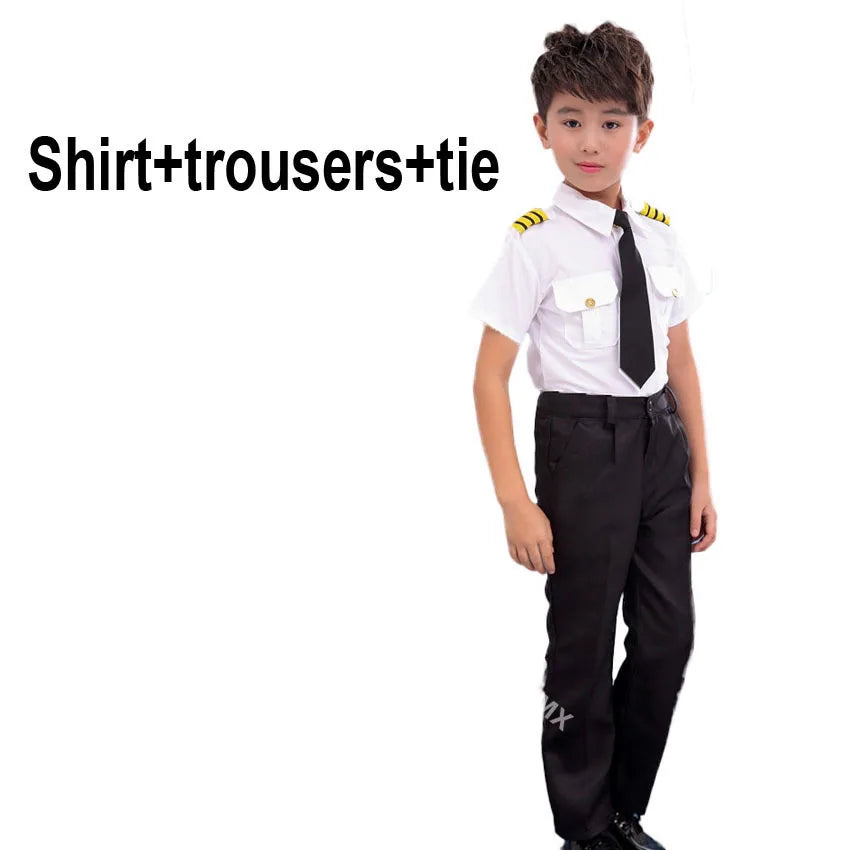 Halloween Pilot Cosplay Costumes For Kids Boys Birthday Gift Girls Flight Attendant Fancy Dress Military Performance Uniform