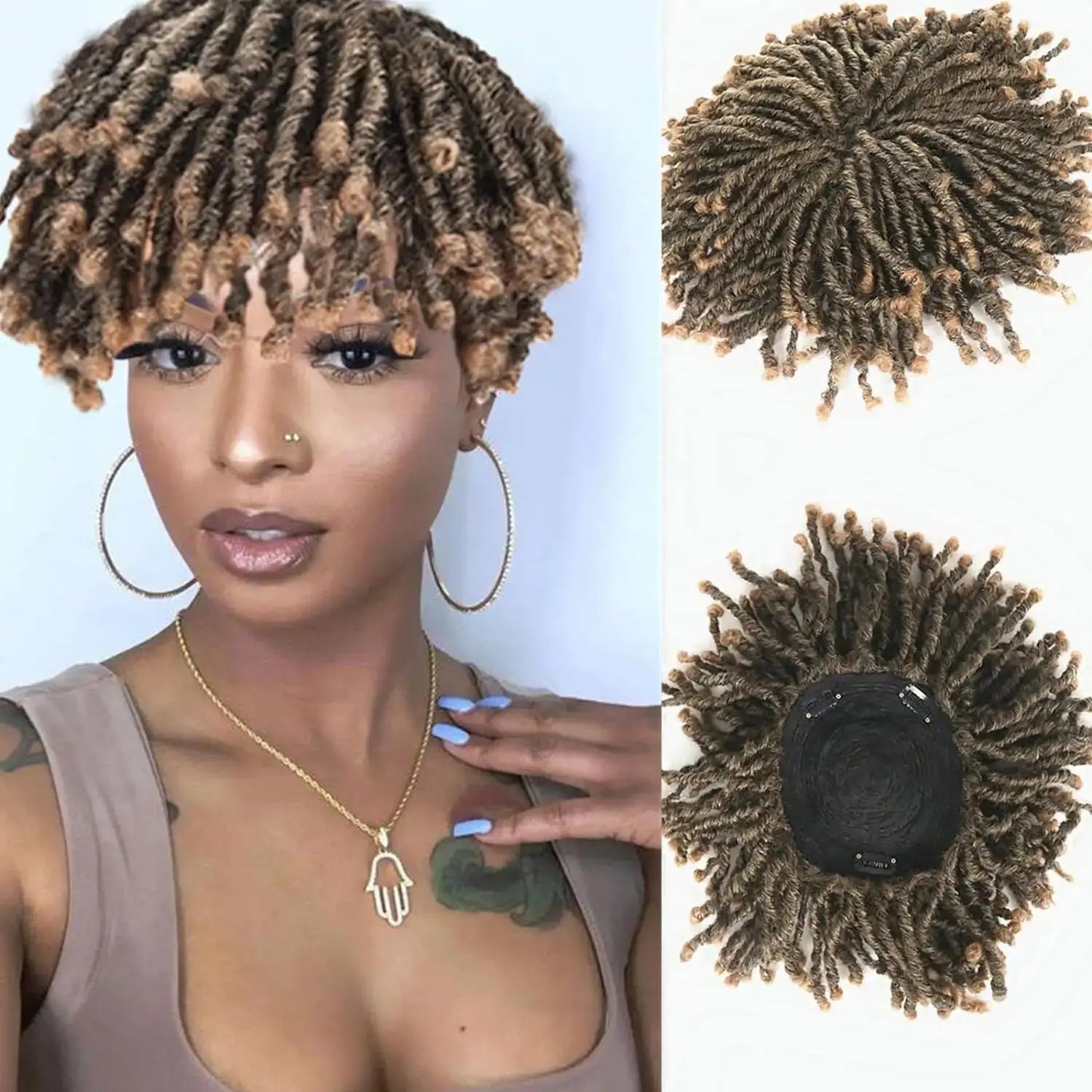 Dirty braids, head covers, synthetic wigs, synthetic braids, chemical fiber semi-wigs, dirty braids, braided wigs Unisex