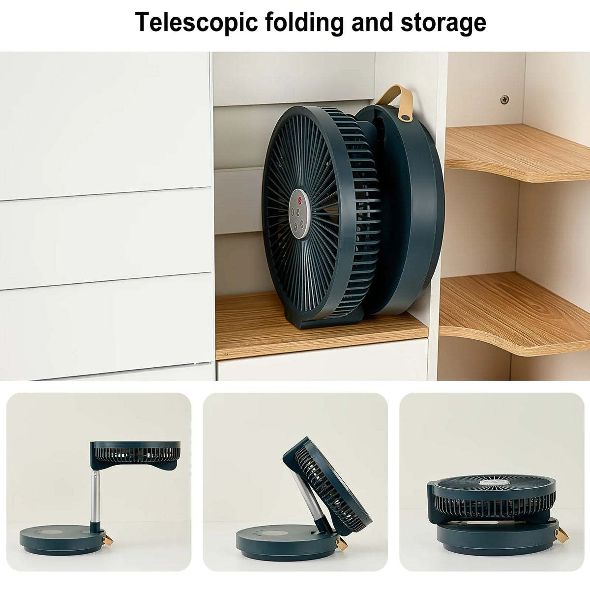 Retractable Fan with Speed Control & Timer, Remote Control, USB Charging, Indoor Outdoor Use, Portable Design
