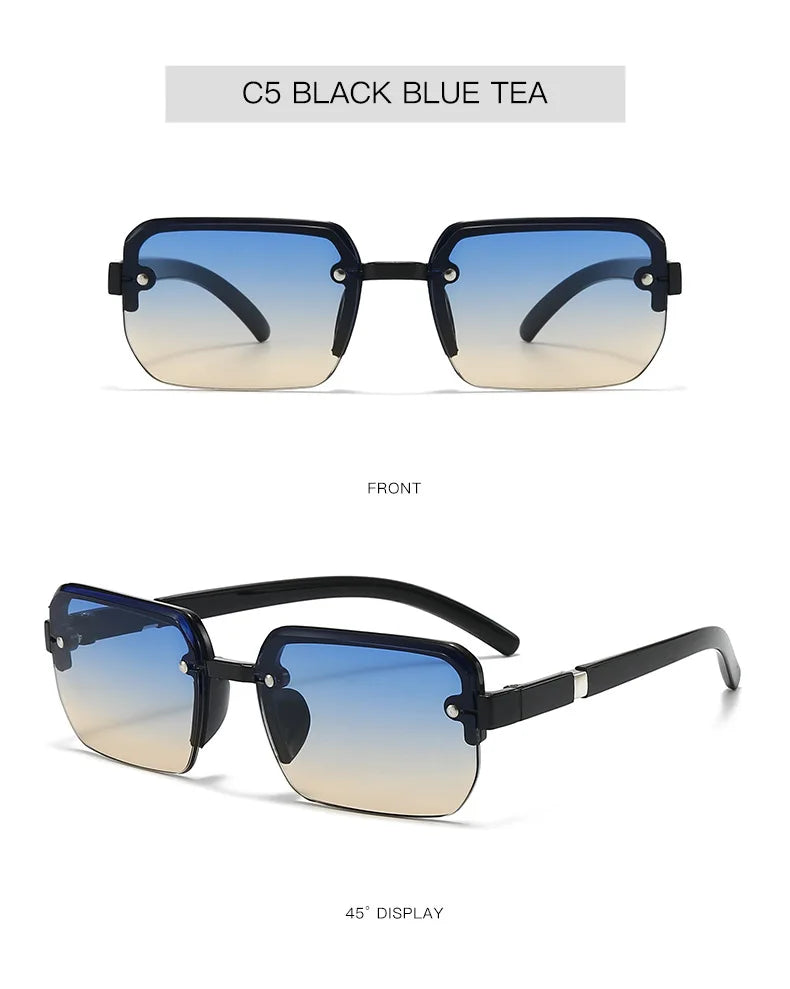 Rimless Sunglasses Rectangle Fashion Popular Men Shades Small Square Sun Glasses For Female Male Summer Traveling Oculos