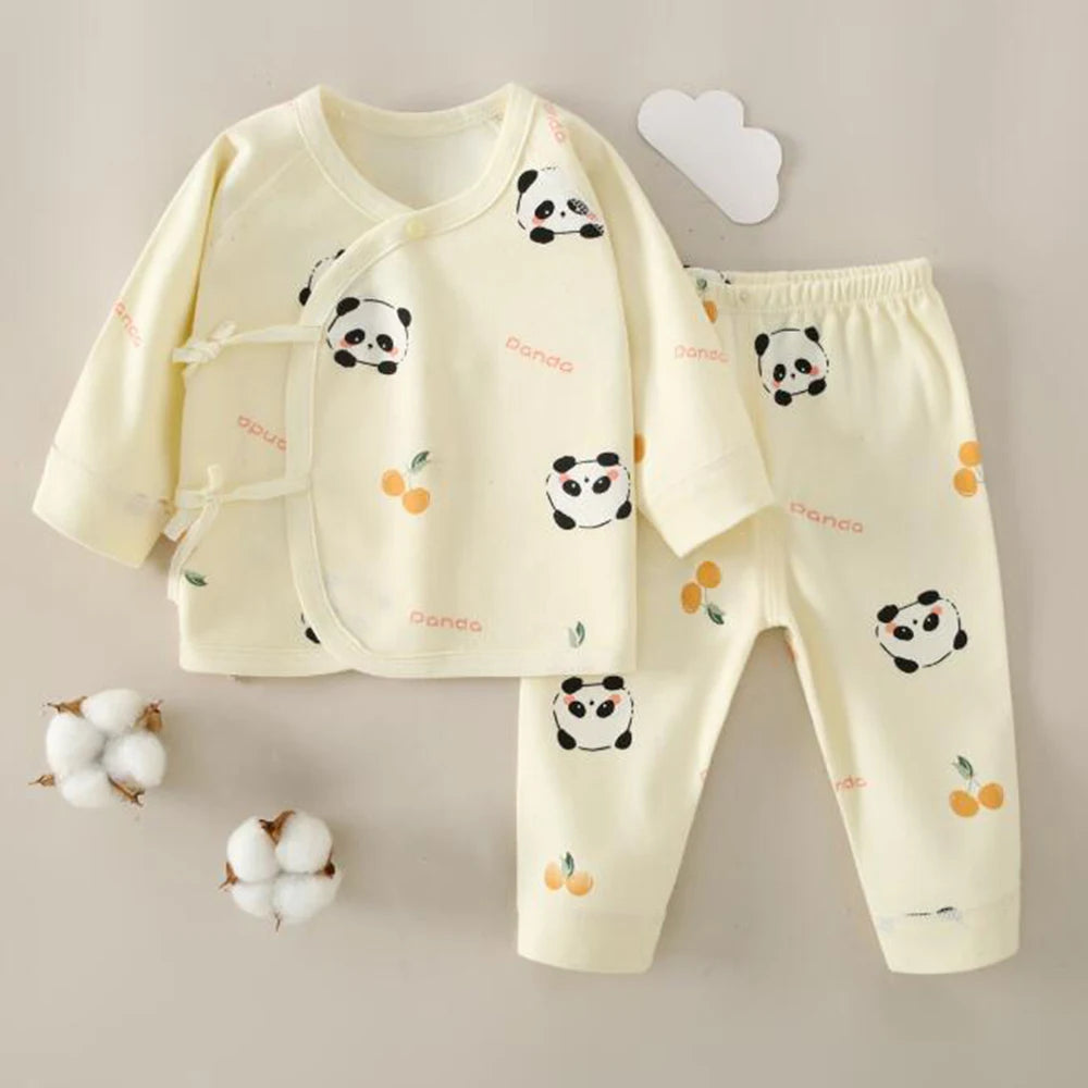 Hospital Newborn Set 100% Cotton Long Sleeve Tops Pants Two Pieces Spring Autumn Unisex Baby Outfits For Boys Girls 0 6 Months