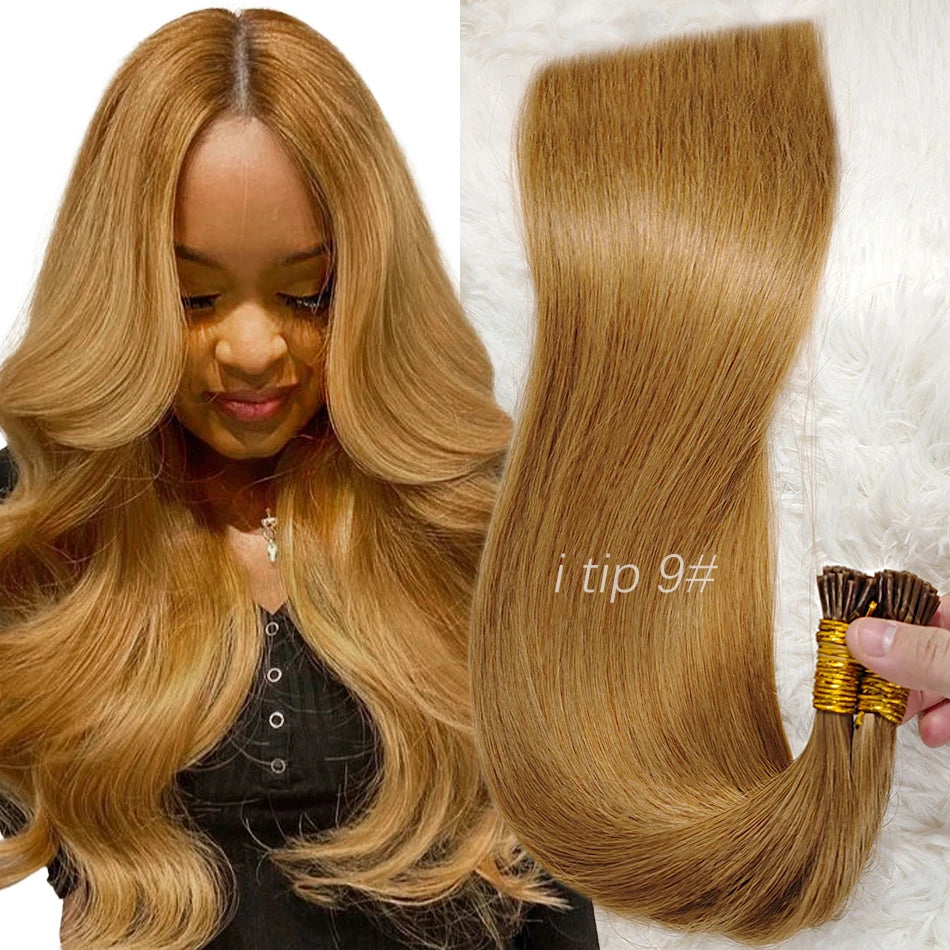 Human Hair i tip 100% human hair extensions Keratin Straight Brazilian Remy Human Hair Natural Capsule Hair Extension  30 inch