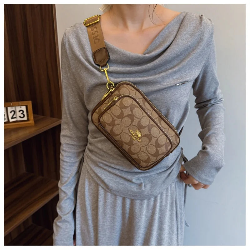 Luxury Women Vintage Pattern Camera Bag Wide Adjustable Strap Crossbody Handbag Multi Pockets Fashion Daily Small Shoulder Messe