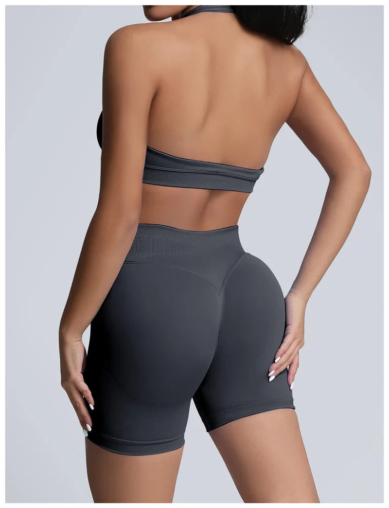 HISTELLO Sports Shorts 4.5‘’ High Waist Women Yoga Workout Shorts Seamless Leggings Stretch Fitness Sweatpants Gym Short