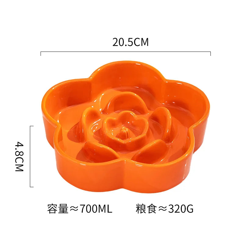 Ceramic Dog Slow Food Bowl Anti-choking Medium and Large Dog Food Basin Cat Bowl with Wooden Frame Pet Feeding Supplies With