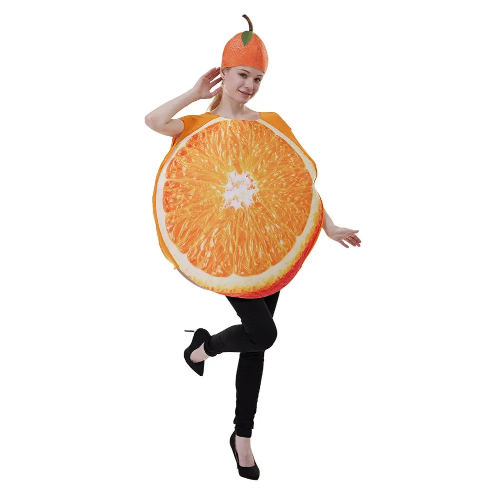 Halloween Fun Fruit Slice Costume Adult Cosplay Orange Play Costume Vegetable Party
