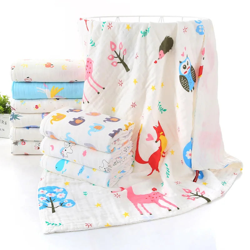 Baby BathTowel Boys Girls 100% Cotton Children Baby Towels Blanket For Newborn Bathrobe 6 Layers Gauze Washcloth Infant Swaddle