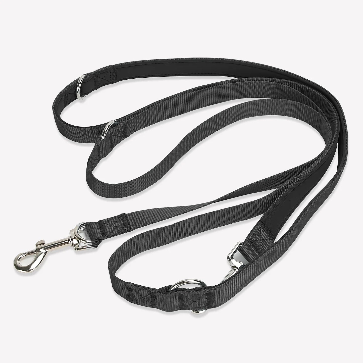 Crossbody Dog Leash Versatile Crossbody Waist Leash with 3 Rings Puppy Walking Leash Reflective Nylon Multifunctional Pet Rope