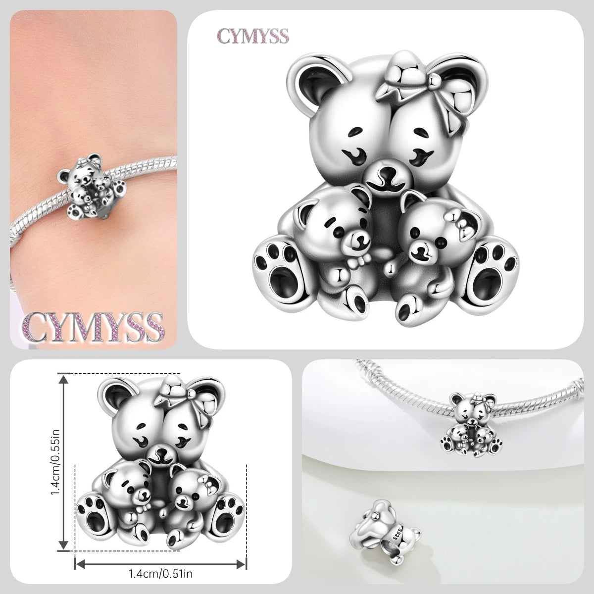 925 Sterling Silver Cute Pet Animal Lion King Pendant DIY Jewelry Beads for Women Bangle Bracelet Necklace Birthday Party Gifts