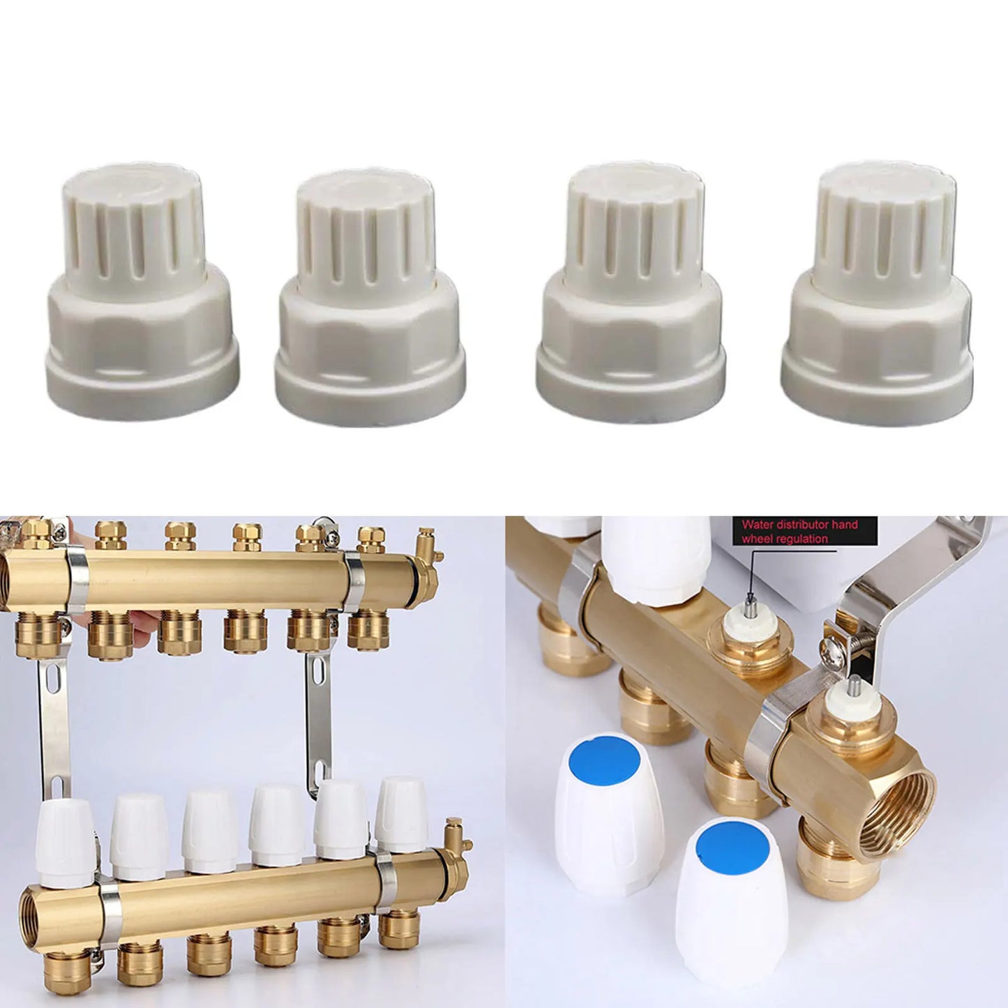 4pcs Radiator Valve Cap Floor Heating Manifold Hand Wheel Switch Replacement Valve Cover Auto Temperature Control Valve Switch