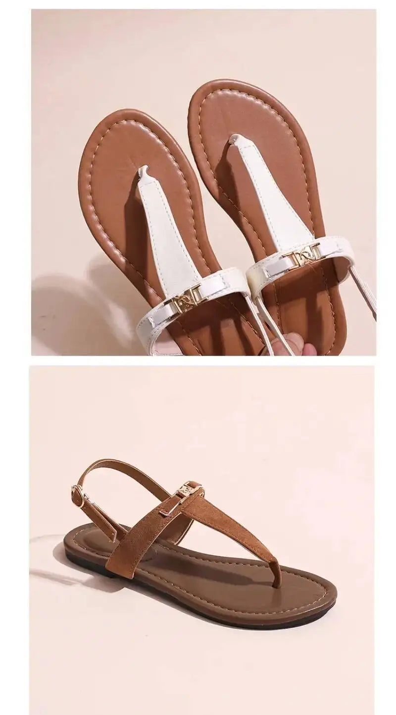 2025 Women's Shoes Fashion Daily Sandals Women Buckle Strap Flat With Outdoor Open Toe Female Shoe