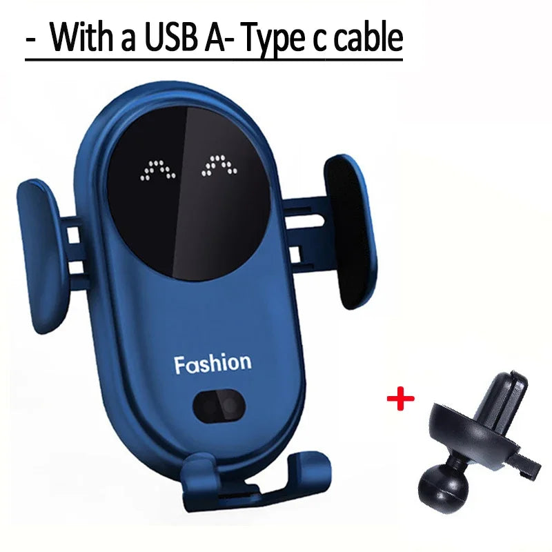 S11 Fashion Qi Fast Wireless Charger Car Phone Holder Smart Infrared Sensor Air Vent Mount Automatic Clamping Mobile Phone Stand