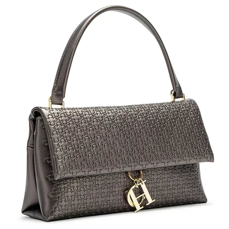CH Handbag For Women Luxury Designer Shoulder Bag Fashion Embossed Leather Top Handle Bag Elegant Clutch Bag For Daily Use