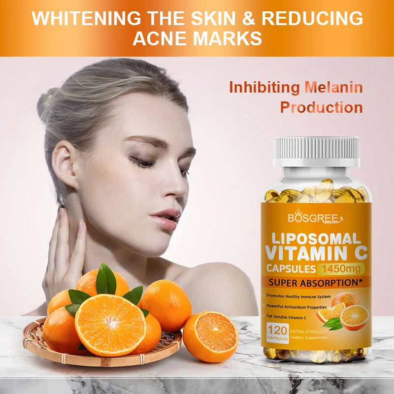 Liposomal Vitamin C Capsules with Zinc Supplements- Immune Support, Collagen Production, Skin Health,Antioxidant,Stomach Comfort