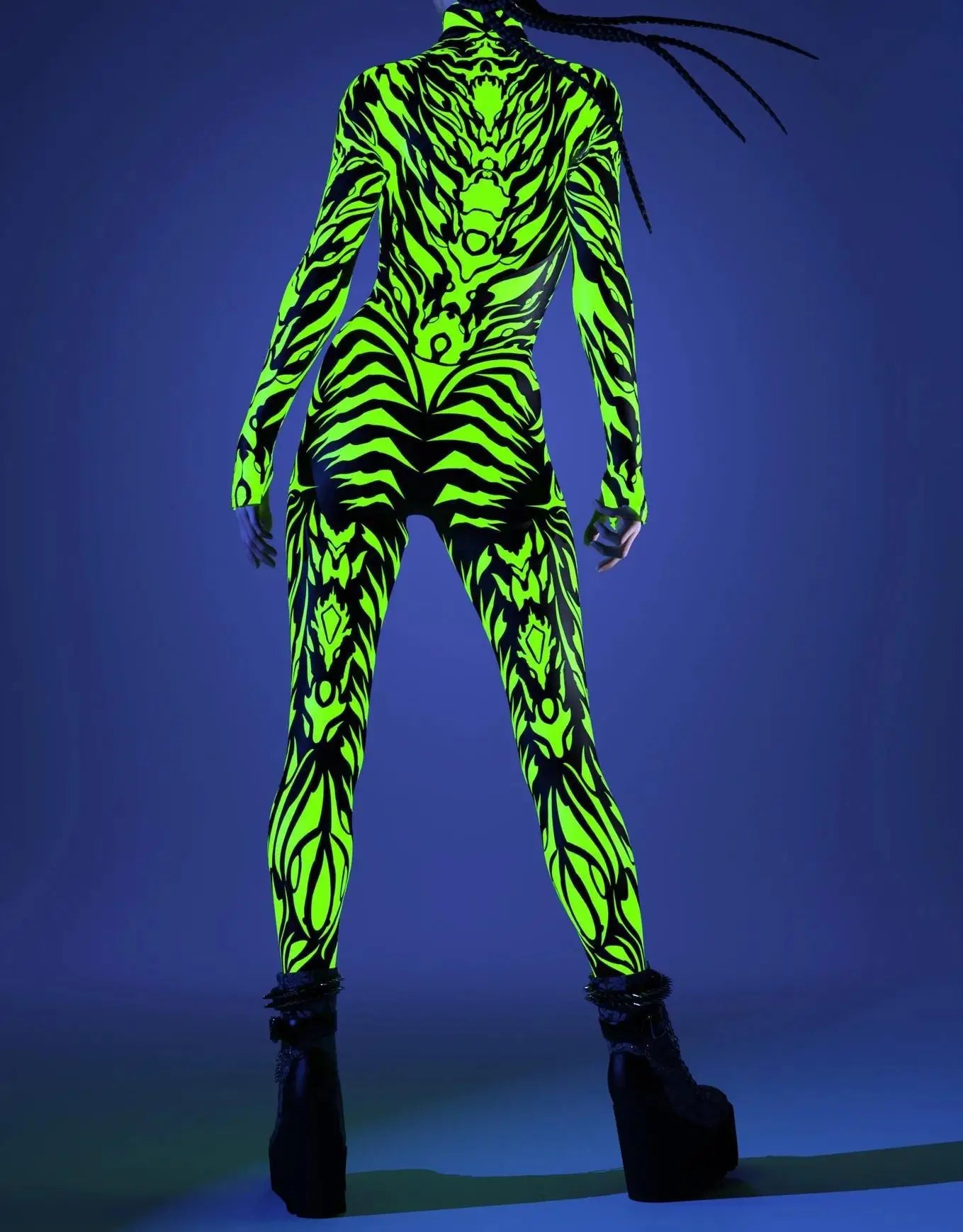 Halloween Costumes for Women 3D Abstract Print Full Body Jumpsuit Sexy Skinny High Neck Zentai Suit for Carnival Cosplay