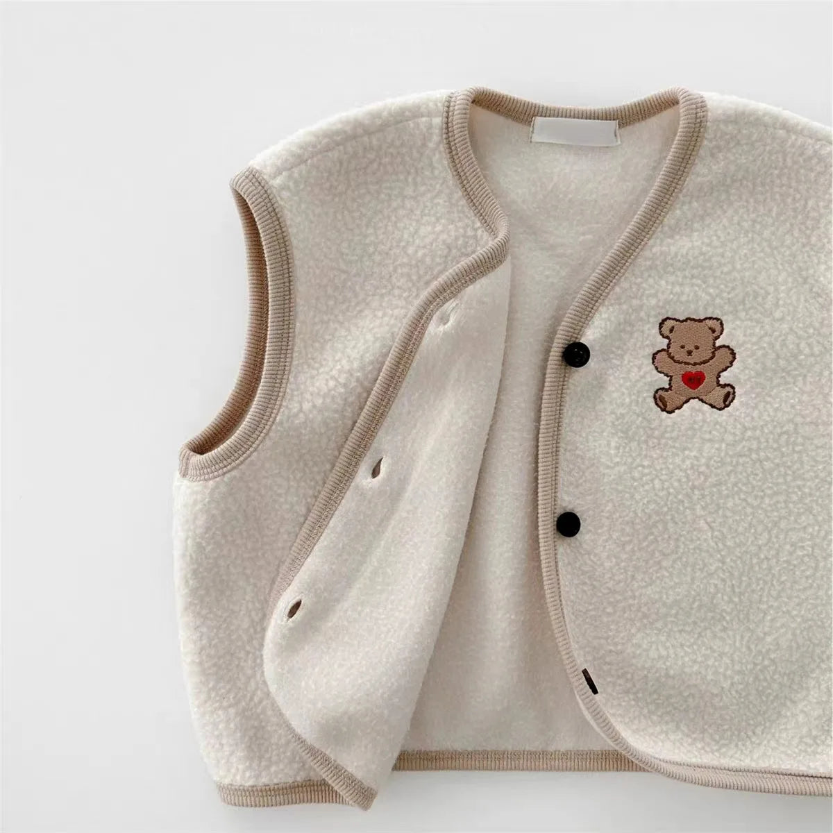 Winter New Baby Sleeveless Clothes Set Infant Girl Cartoon Bear Fleece Vest + Casual Pants 2pcs Suit Kids Boy Thick Warm Outfits