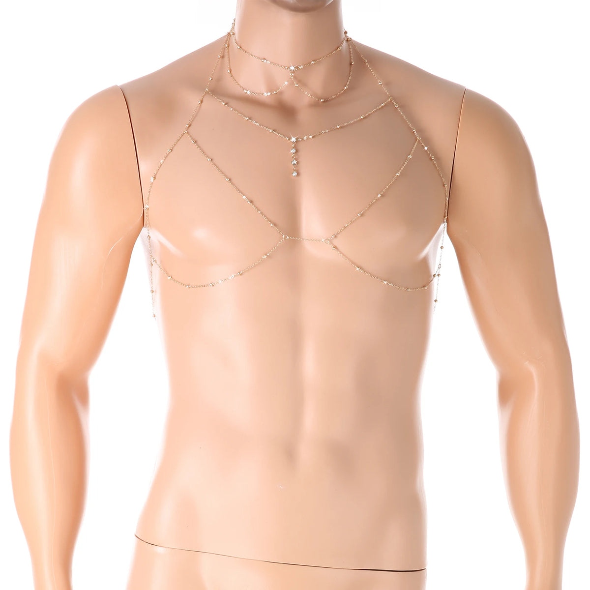 Unisex Sexy Chest Chain Bra Cross Bikini Body Chain Necklace Jewelry Gifts Shiny Rhinestone Body Chain Fashion Metal Accessories