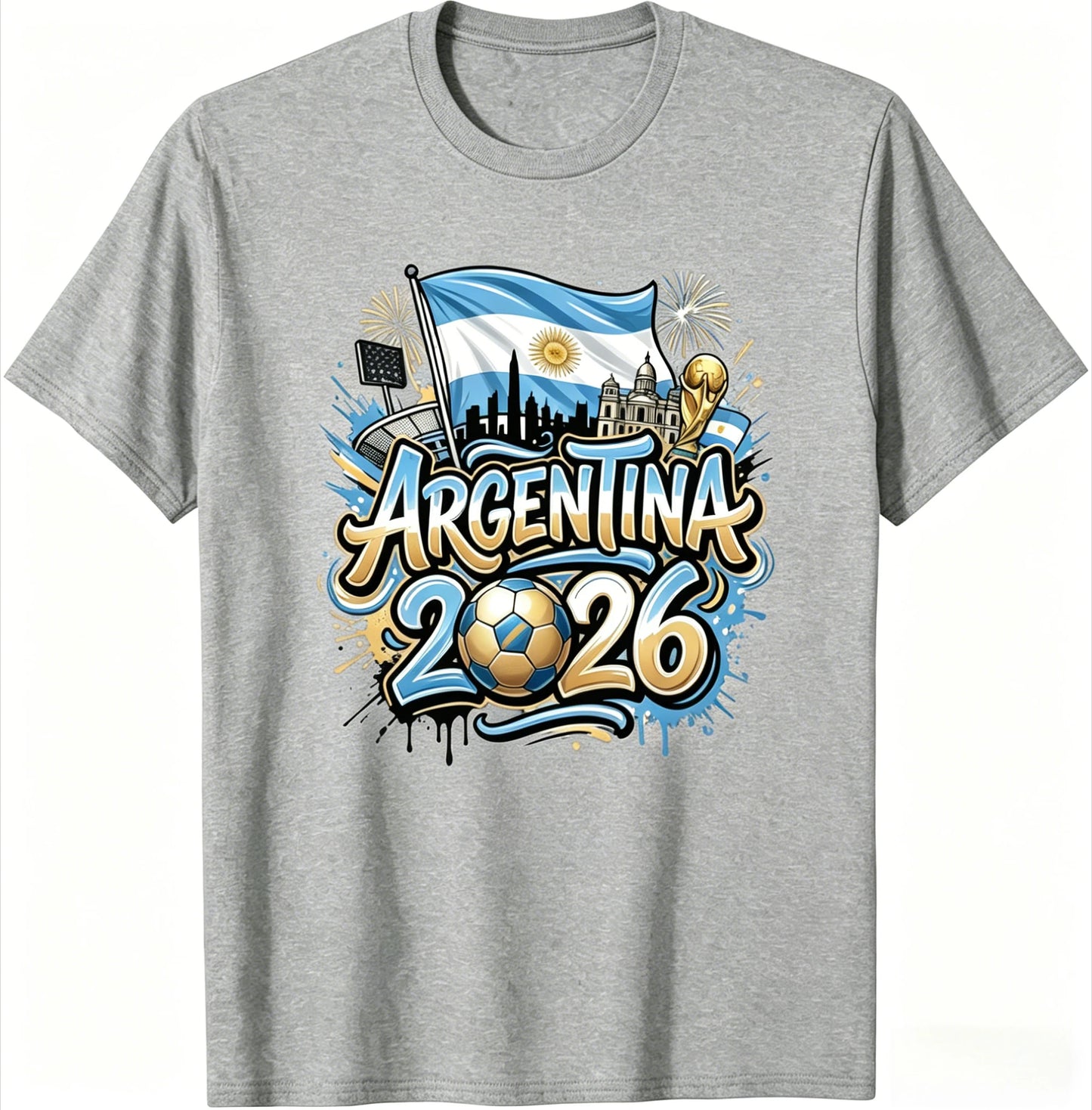 Unisex Argentina 2026 Soccer Tee Vintage Style Graphic Football Fan Supporter Casual Streetwear Top