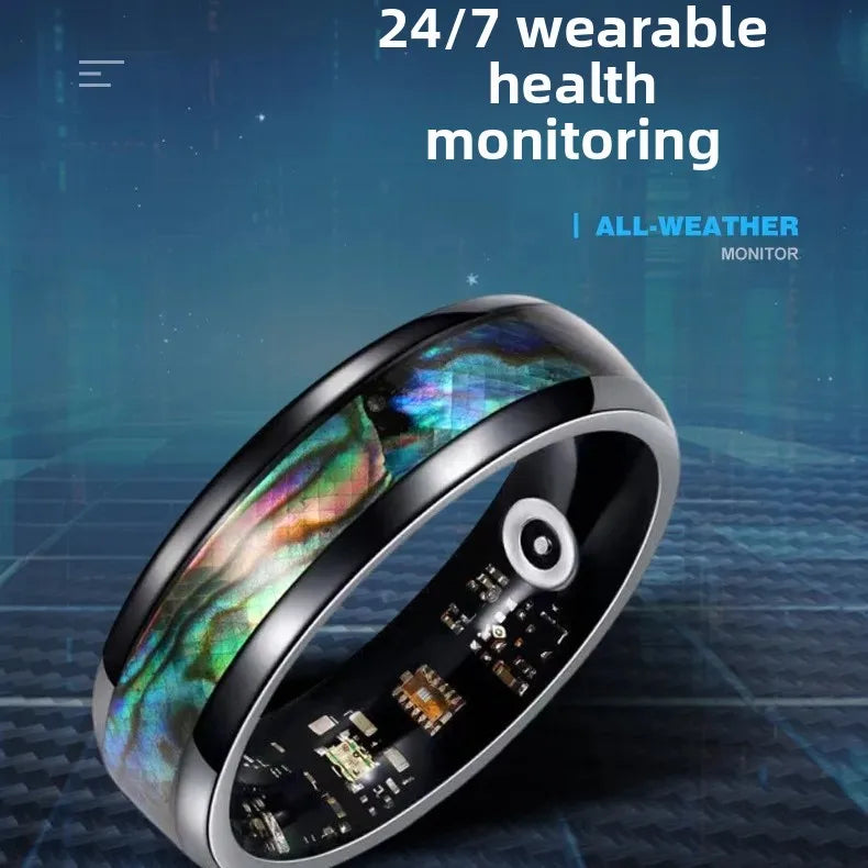 Colorful Abalone Shell Smart Ring Fitness Tracker Heart Rate Blood Oxygen Sleep Health Monitor Intelligent Jewelry Accessories