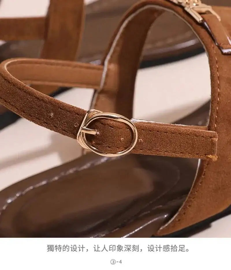 2025 Women's Shoes Fashion Daily Sandals Women Buckle Strap Flat With Outdoor Open Toe Female Shoe