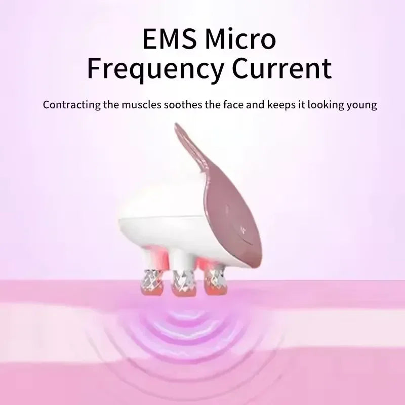 4D Massage Head Home Use Facial Device EMS 5 in 1 Facial Massager Promote Face Cream Absorption 5 Light Color Modes Beauty Tools