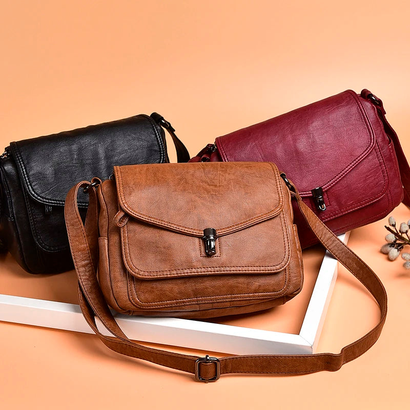 Vintage Soft Leather Women's Crossbody Bag Luxury Designer Handbag Small 2024 Sac a Femme Femmels' Shoulder Bags