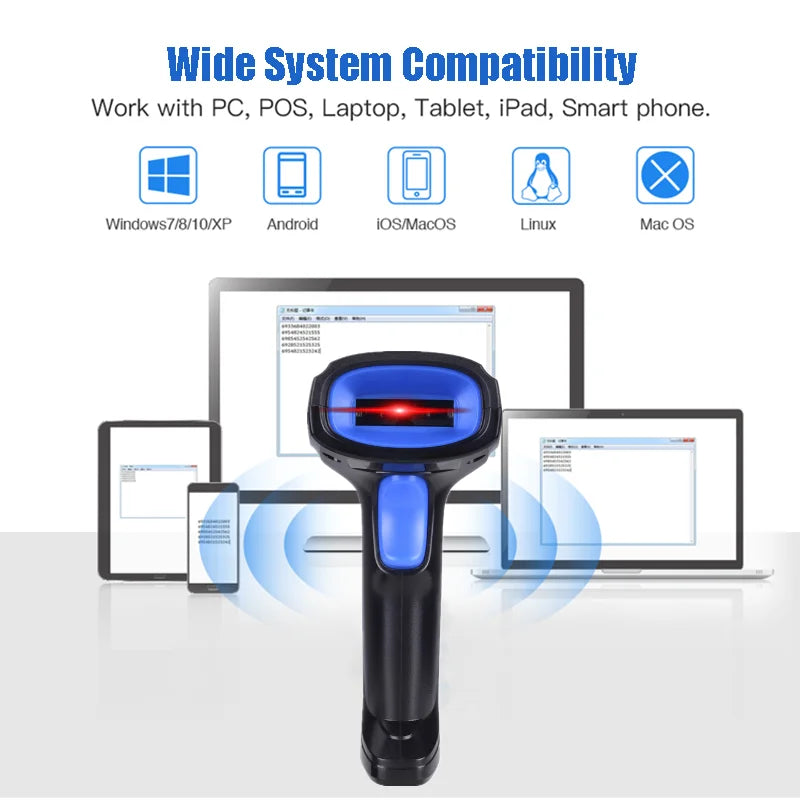YHDAA Handheld Bluetooth Wireless 2D Barcode Scanner 1800mAh Support 20 Hours Continuous Scanning QR Code Reader