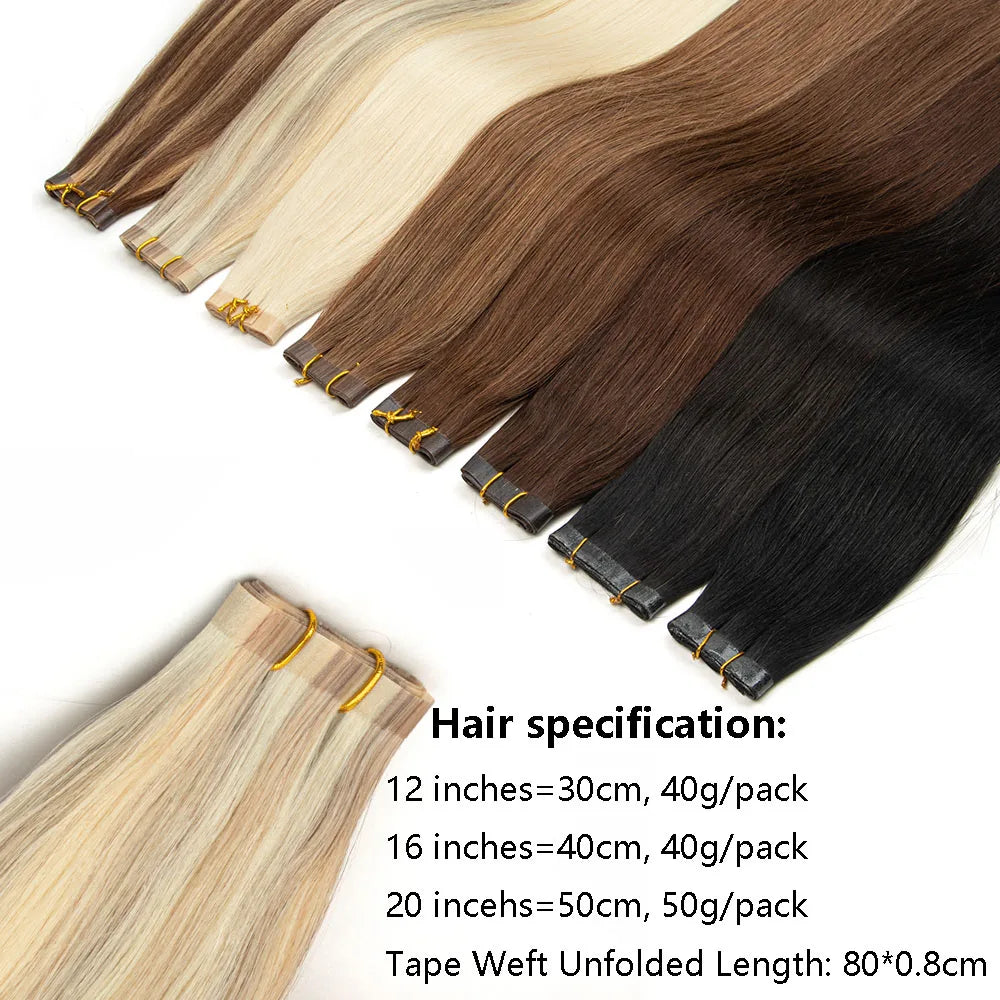 Seamless PU Tape Weft Human Hair Extensions Long PU Skin Weft Tape in Hair Extensions No Glue Human Hair For Fine Hair Long Weft