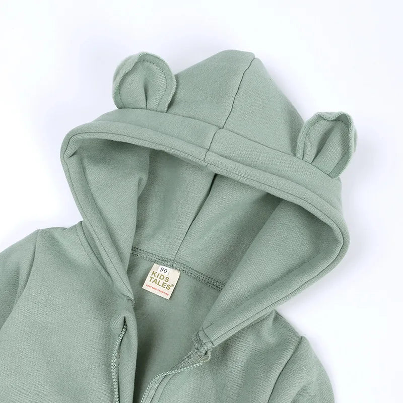 Baby Jumpsuits Rompers Winter Hooded Outfit Hoodies One-pieces Growings Zipper Jumpers Boys Girls Newborn 59-90cm Ropa De Bebe