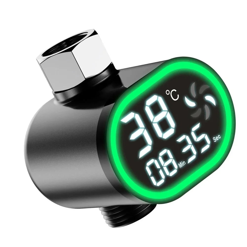 Shower Water Thermometer with LED Digital Display for Baby Bathing Water-Powered Temperature Monitor for Tub and Faucet Use