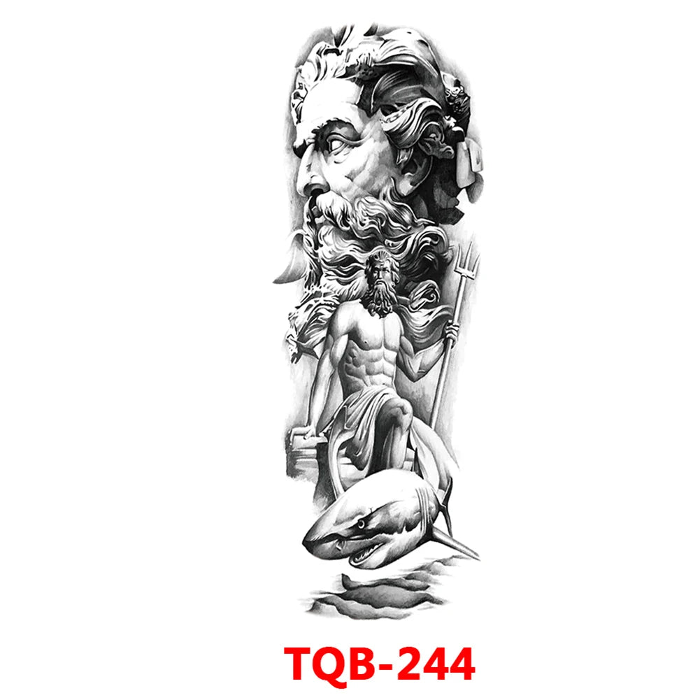 Large Arm Sleeve Tattoo Rose Gear Clock Eye Waterproof Temporary Tatto Sticker Lion Wolf King Body Art Full Fake Tatoo Women Men