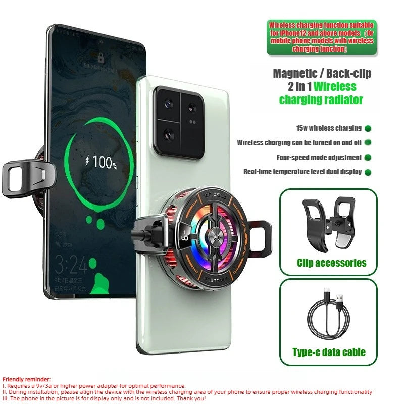 K28 Magnetic Semiconductor Phone Cooler with Wireless Fast Charger Cooling Radiator Gaming Accessorie for IPhone MagSafe Android