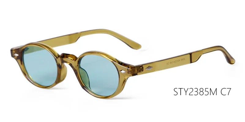 Retro Small Oval Sunglasses Women Brand Design Rivet Blue Tortoise Shell Sun Glasses Outdoor Men Shades Female UV Oculos De Sol