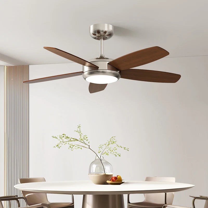 Living Room Fan Lamp Chandelier, Vintage American Style, Bedroom Room Electric Fan Integrated Silent Inverter, Dining Room Ceili