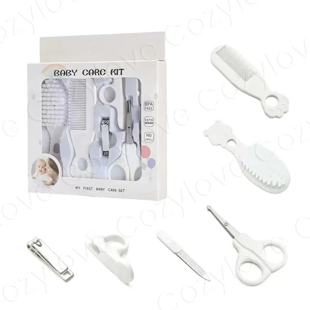 5 In 1 Baby Grooming Care Set, BPA Free Newborn Hair Brush Comb Nail Clipper Scissor File Kit, 5 Pastel Colors