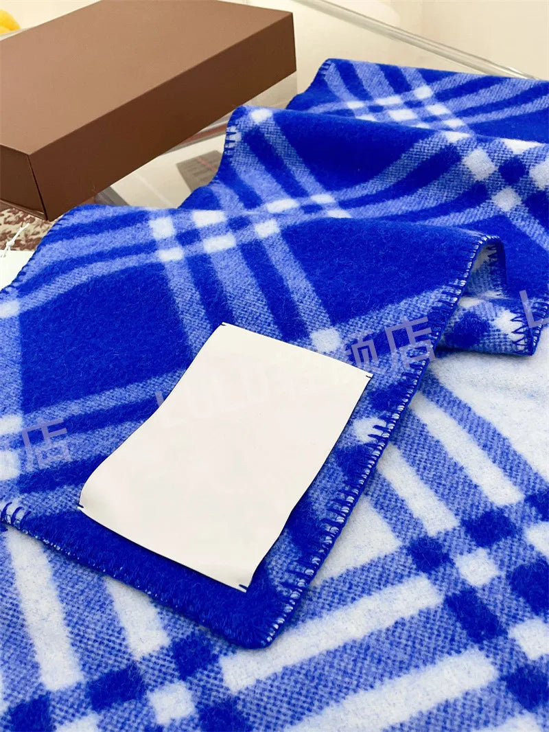 Scarf Shawl Double-Faced Plaid Wool Scarf Neck Warmer Soft Comfortable Fashion Long Scarf for Men and Women