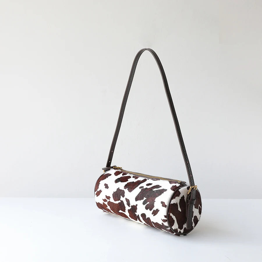 Fashion Commute Underarm Bag, Cow Pattern Cylinder Handbags, Fashion Leopard Print Cool Girl Bag, Single Shoulder Crossbody Bag