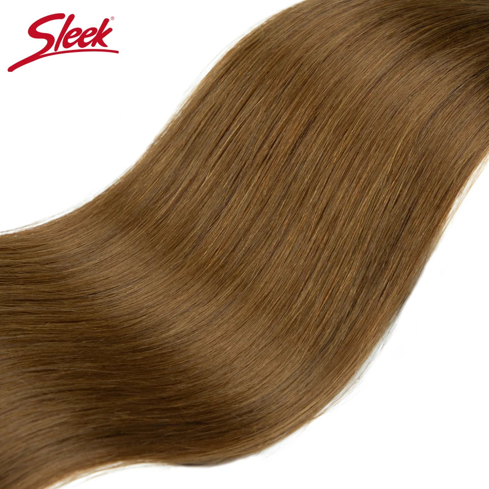 Sleek Peruvian Straight Human Hair Double Drawn Natural Human Hair Weave Bundles Natural Brown #27 #613 Remy Human Hair Bundle