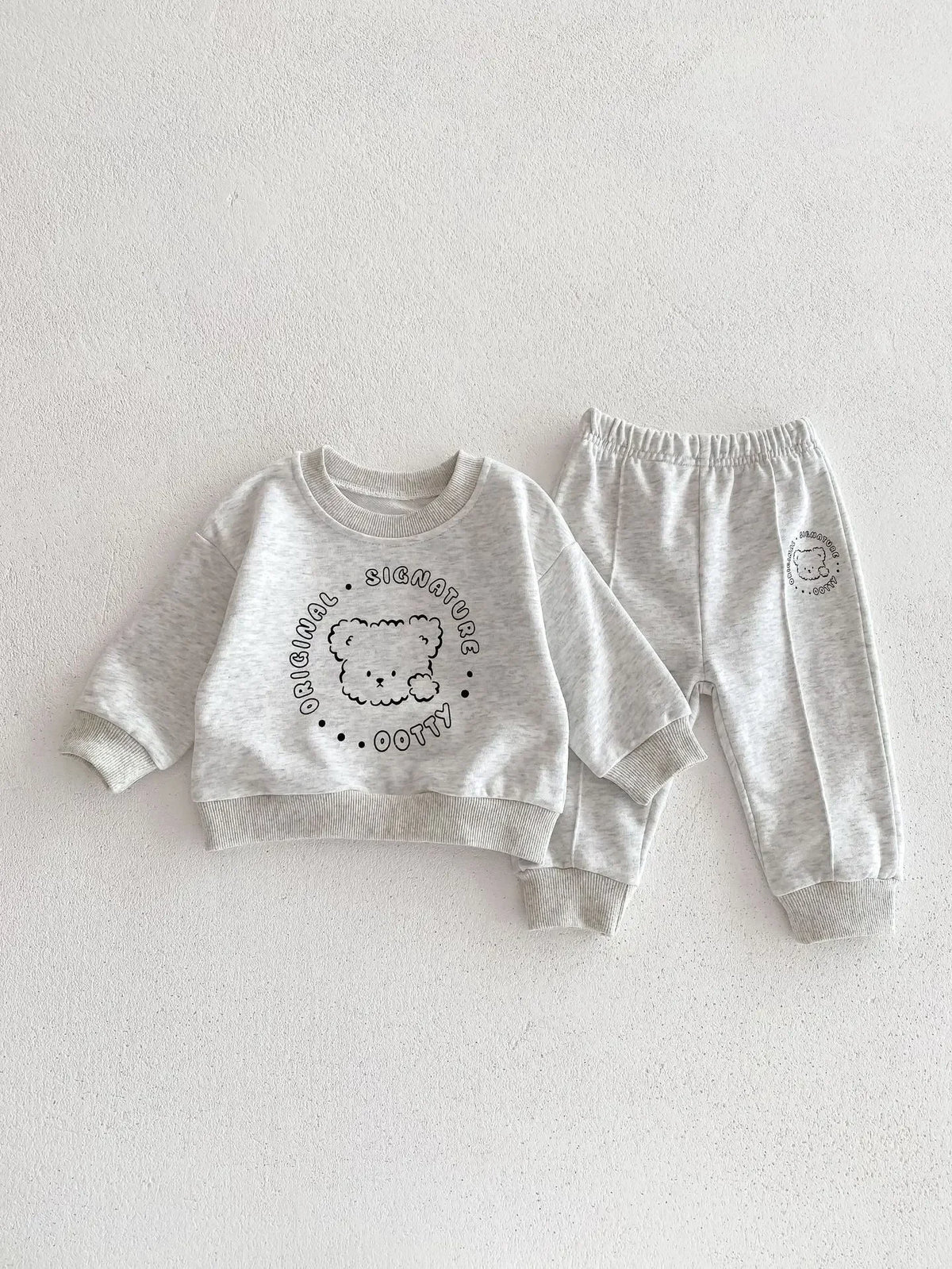 Spring New Baby Clothing Set, Korean Style Cute Bear Two-Piece Outfit for Kids, Long Sleeve Top & Pants Set