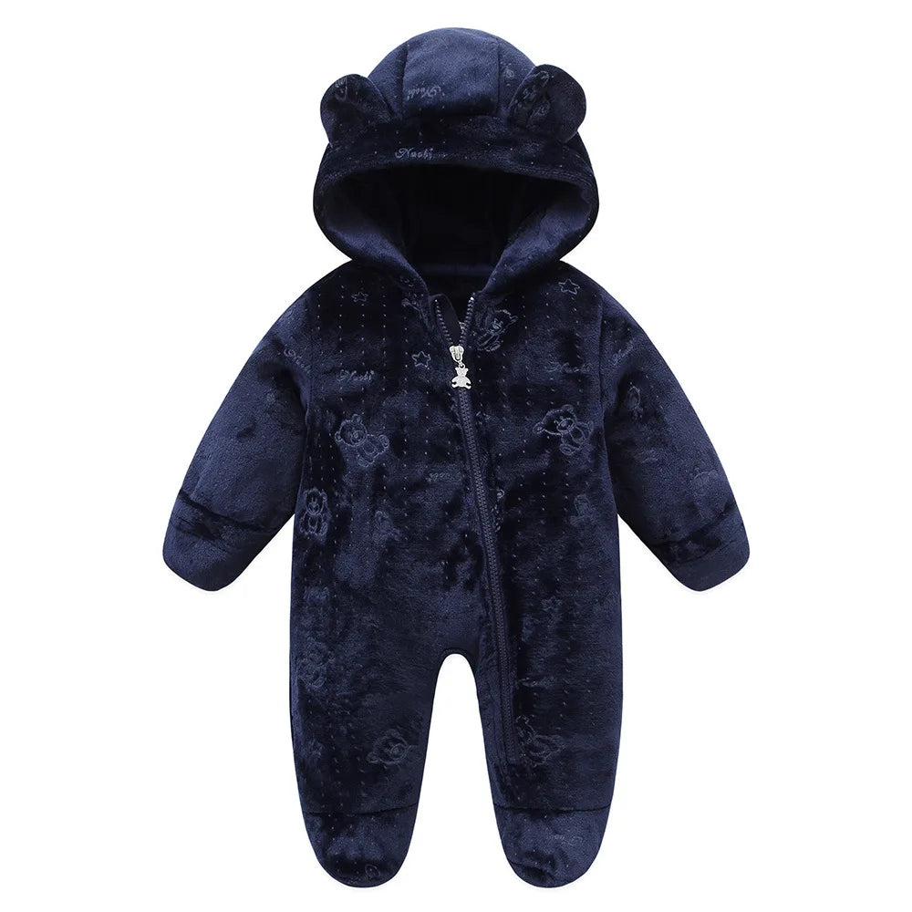 Newborn Baby Flannel Rompers Soft Warm Autumn Winter Bodysuit For Boys Girls Bear Stars Jumpsuit 3-12m Newborn Casual Clothes