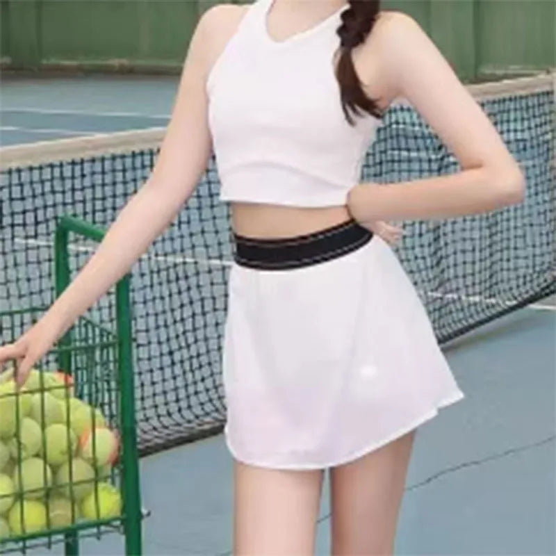 New Women's Tennis Skirt Outdoor Sports Breathable and Comfortable Simple Anti Light Skirt