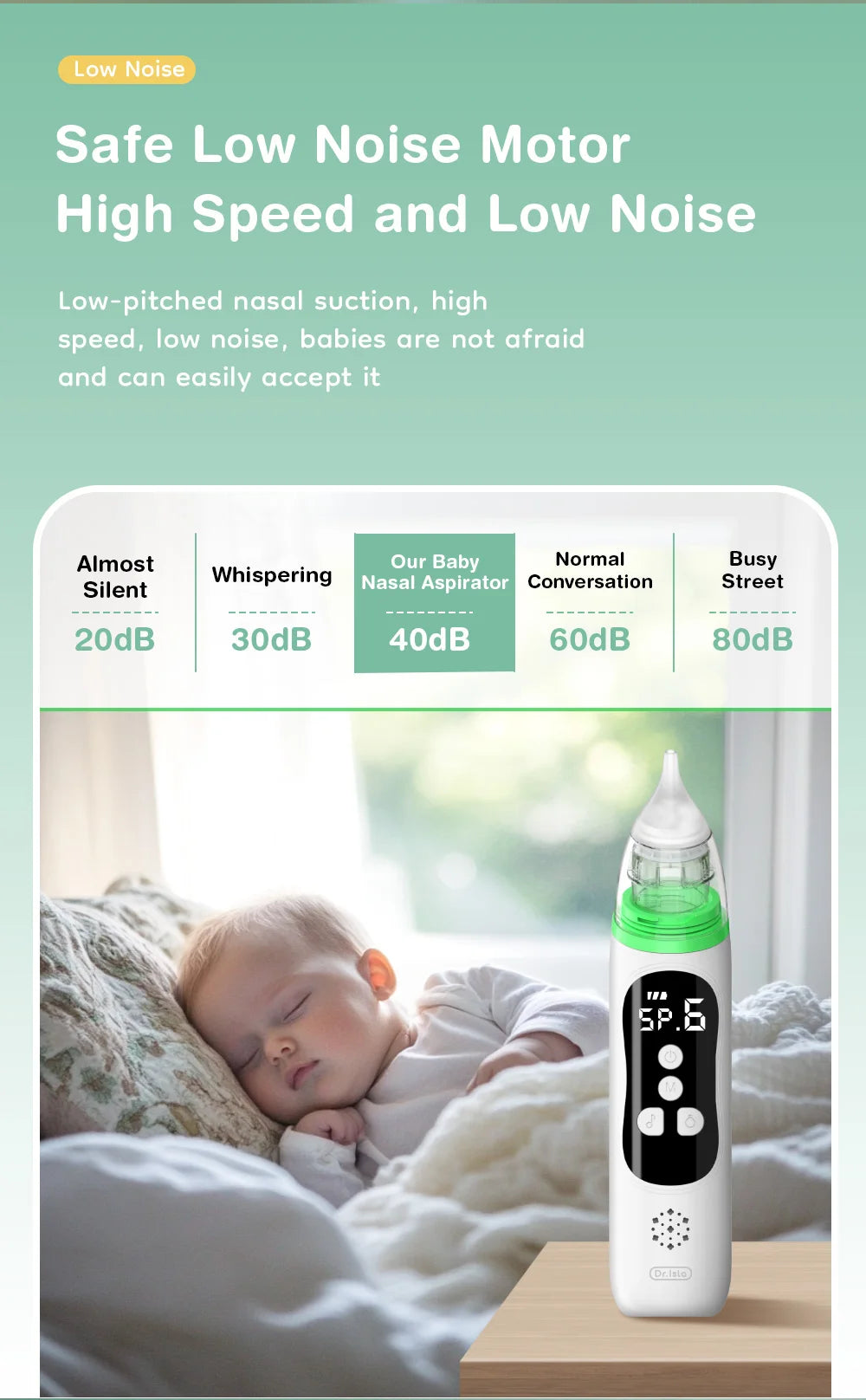 MAMIJOY Electric Nasal Absorber Baby Nose Cleaner Silent Baby Obstruction Rhinitis Cleaner Nasal Aspirator For Newborn U94