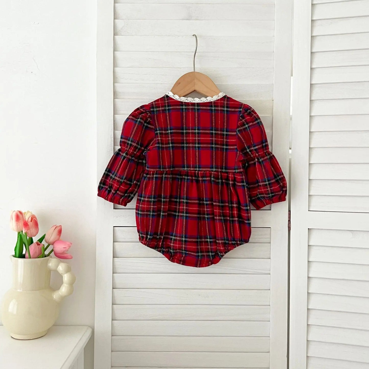 2025 Christmas New Infant Baby Girl Bodysuits Lace Cotton Red Grid Newborn Baby Girl Jumpsuit New Year Party Children Clothes