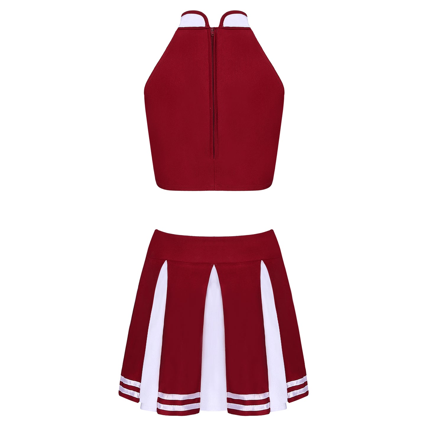 Women Cheerleading Cheerleader Costume Uniform School Girls Carnival Cosplay Outfits Stand Collar Crop Top with Mini Skirt