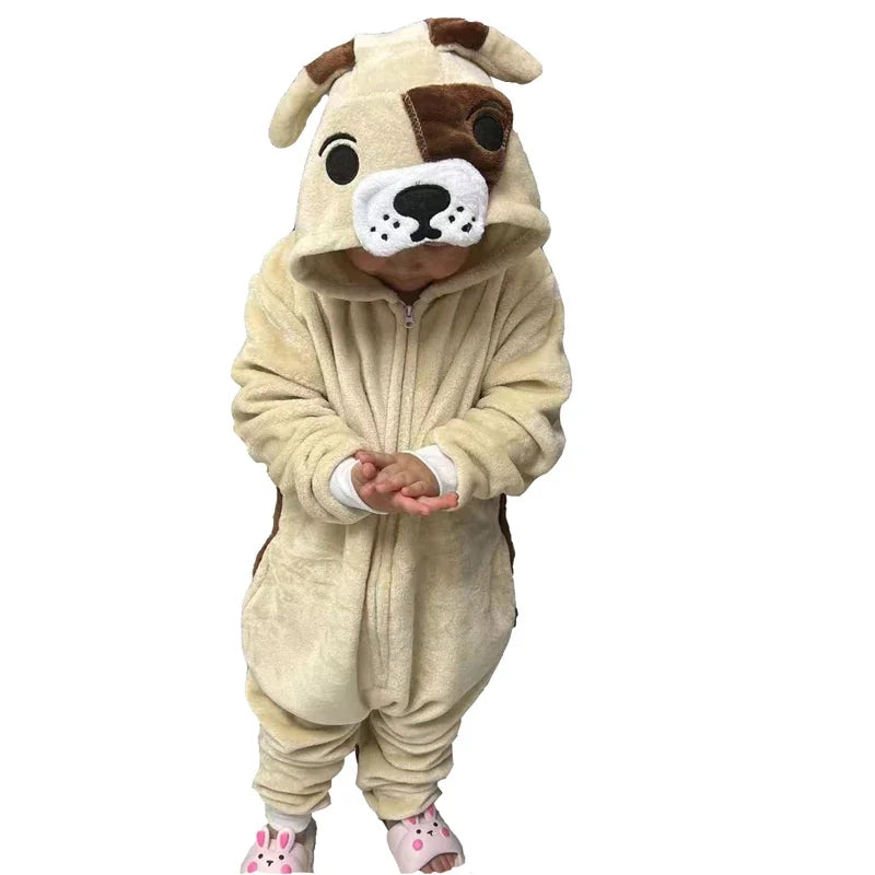 Children Onesies Pekingese Dog Kids Kigurumi Pajamas For Girls Boys Pijamas Flannel Cartoon Bodysuit Birthday Cosplay Costume