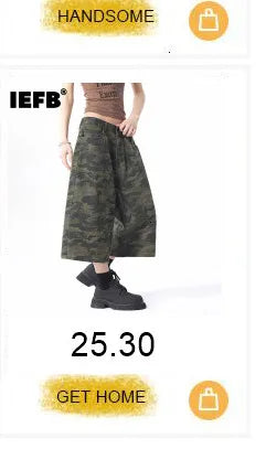 IEFB Workwear Men's Denim Shorts Multi Pocket Wide Leg Baggy Fit Casual Summer Streetwear Casual Cargo Jeans 9X2957