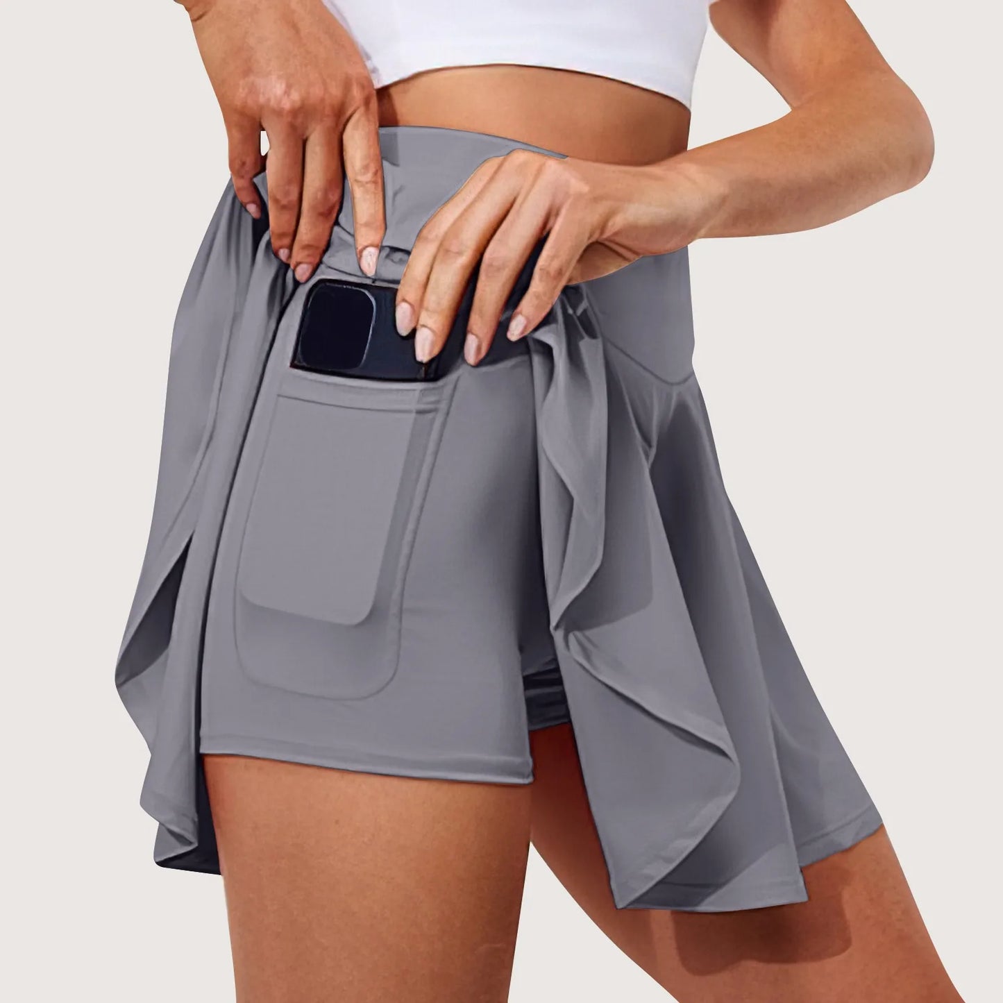 Women'S Stretch Yoga Skirt Printed Athletic Shorts Lightweight High Waisted Skirt With Pockets Women'S Simple Sports Skirt