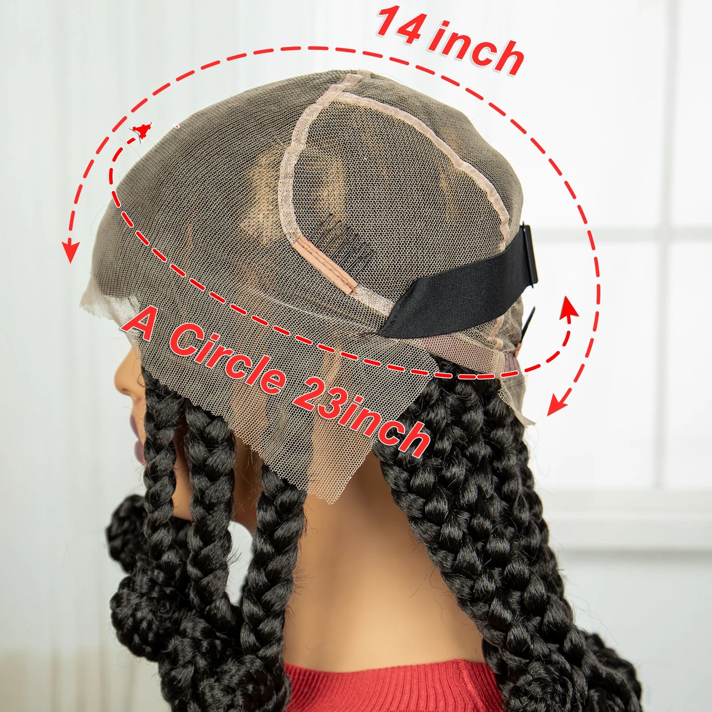 Synthetic Full Lace Bantu Braids Wig with Baby Hair 14Inch Natural Lace Front Braided Wig Handmade Cornrow Braid for Black Women